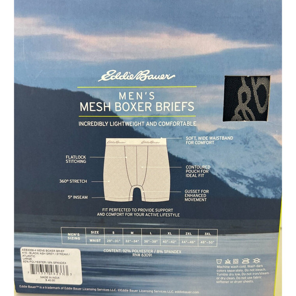 Eddie Bauer 4 Pack Men Mesh Boxer Briefs Breathable Underwear Size Large NEW - Picture 10 of 13